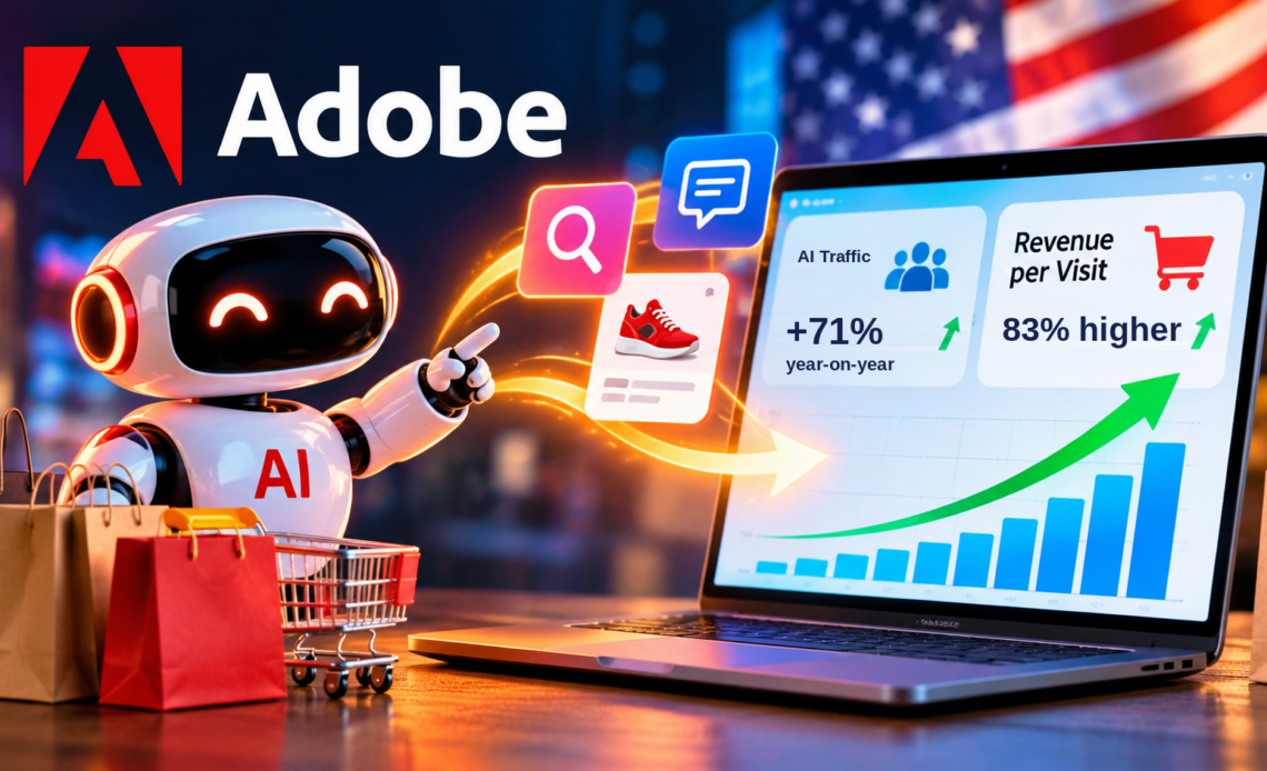 Adobe report: AI traffic up 71% year-on-year and revenue per visit 83% higher for US retailers, September 2026